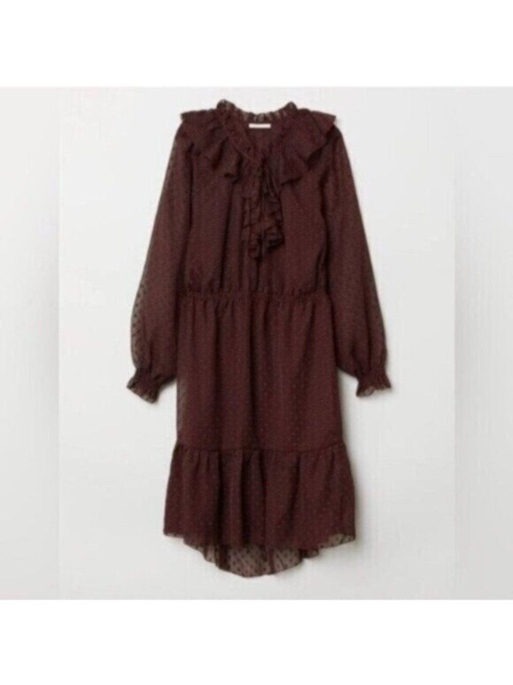 New H&M Vintage Prairie MIDI Dress Victorian Tiered Western Chiffon Vintage